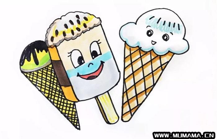 冰激凌雪糕简笔画怎么画图片(冰淇淋简笔画)