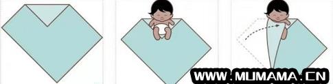 新生婴儿长方形、正方形抱被包被的包法图解(宝宝抱被图纸)